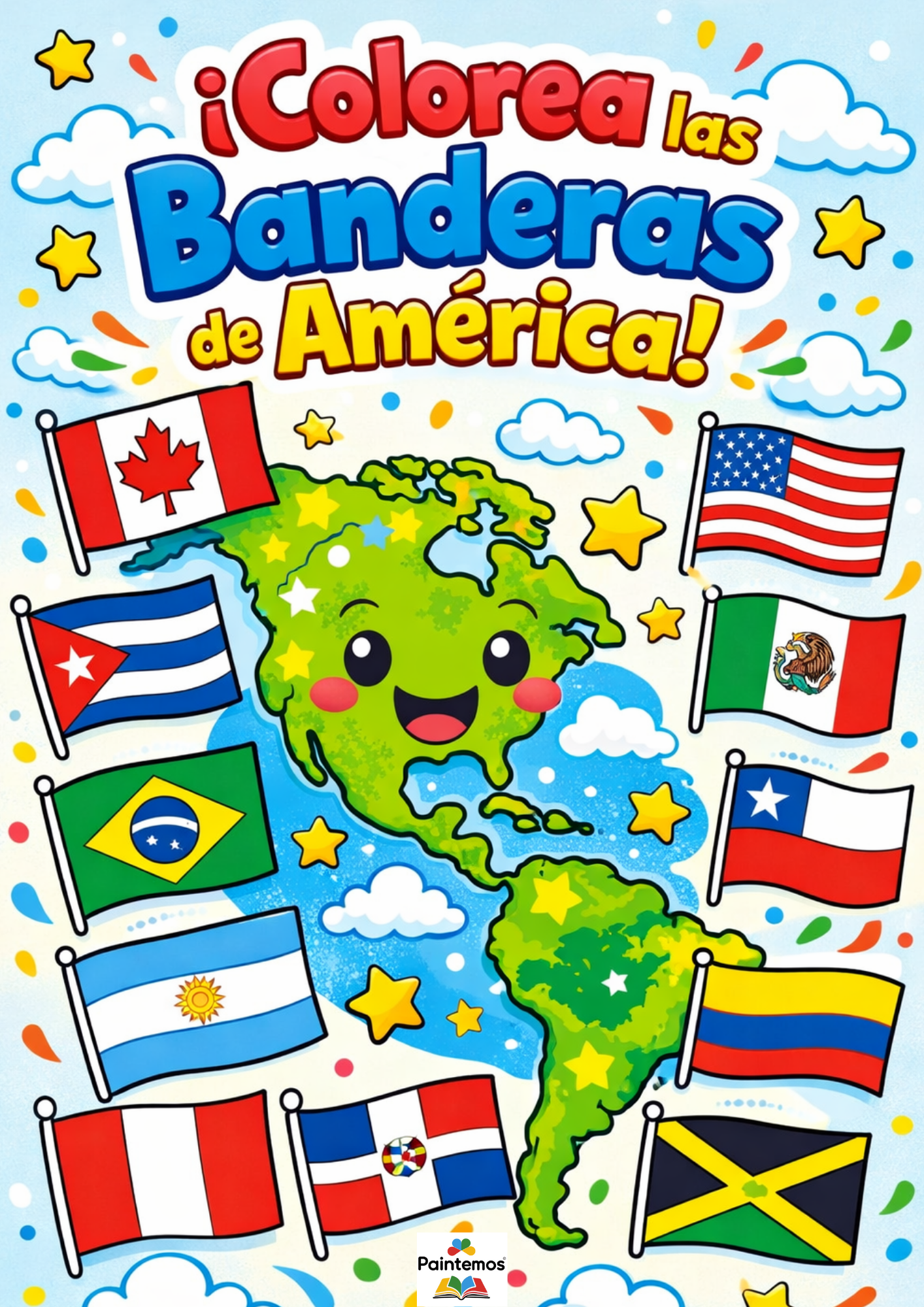 Colorea las Banderas de América