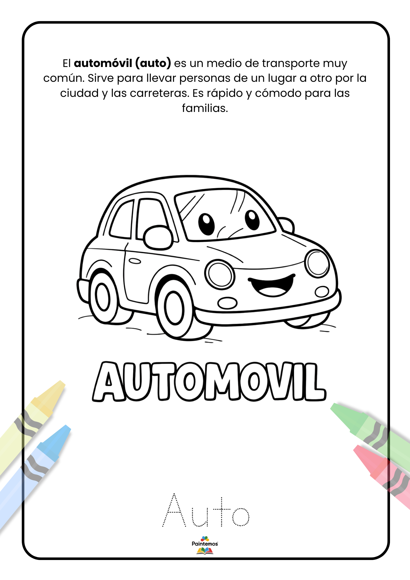 Colorea y Aprende los Medios de Transporte