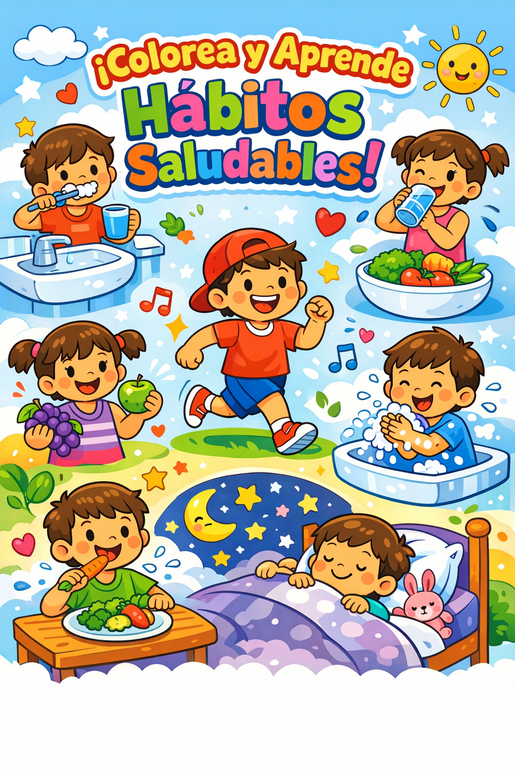 Colorea y Aprende Hábitos Saludables