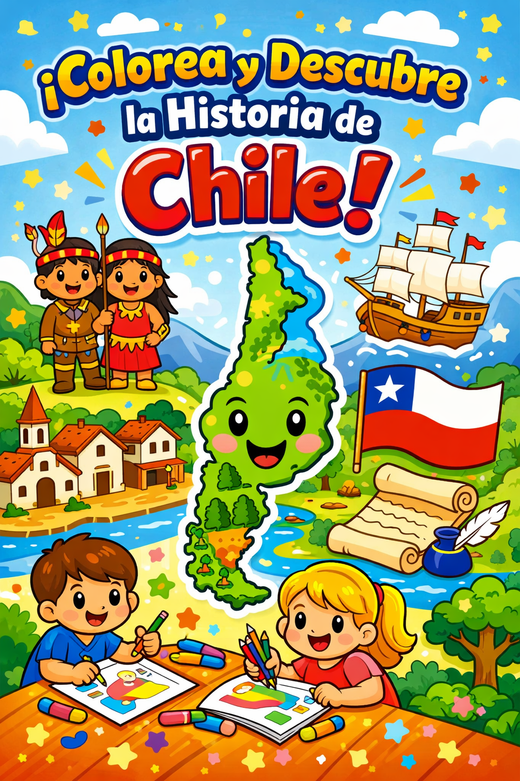 Colorea y Descubre la Historia de Chile